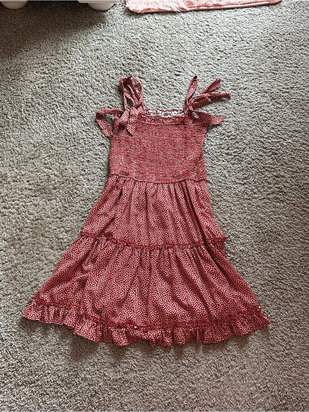 red floral tie-shoulder sundress